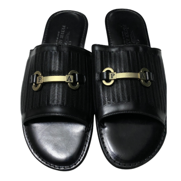 Peter Ascot Open-Toe Leather Slippers - Black