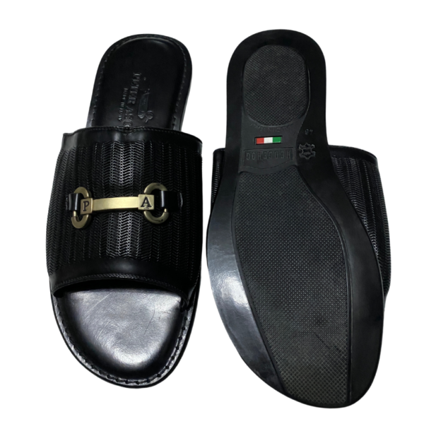 Peter Ascot Open-Toe Leather Slippers - Black - Image 2