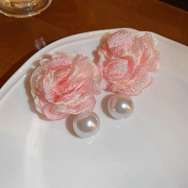 Rose Fabric Earrings - Image 2